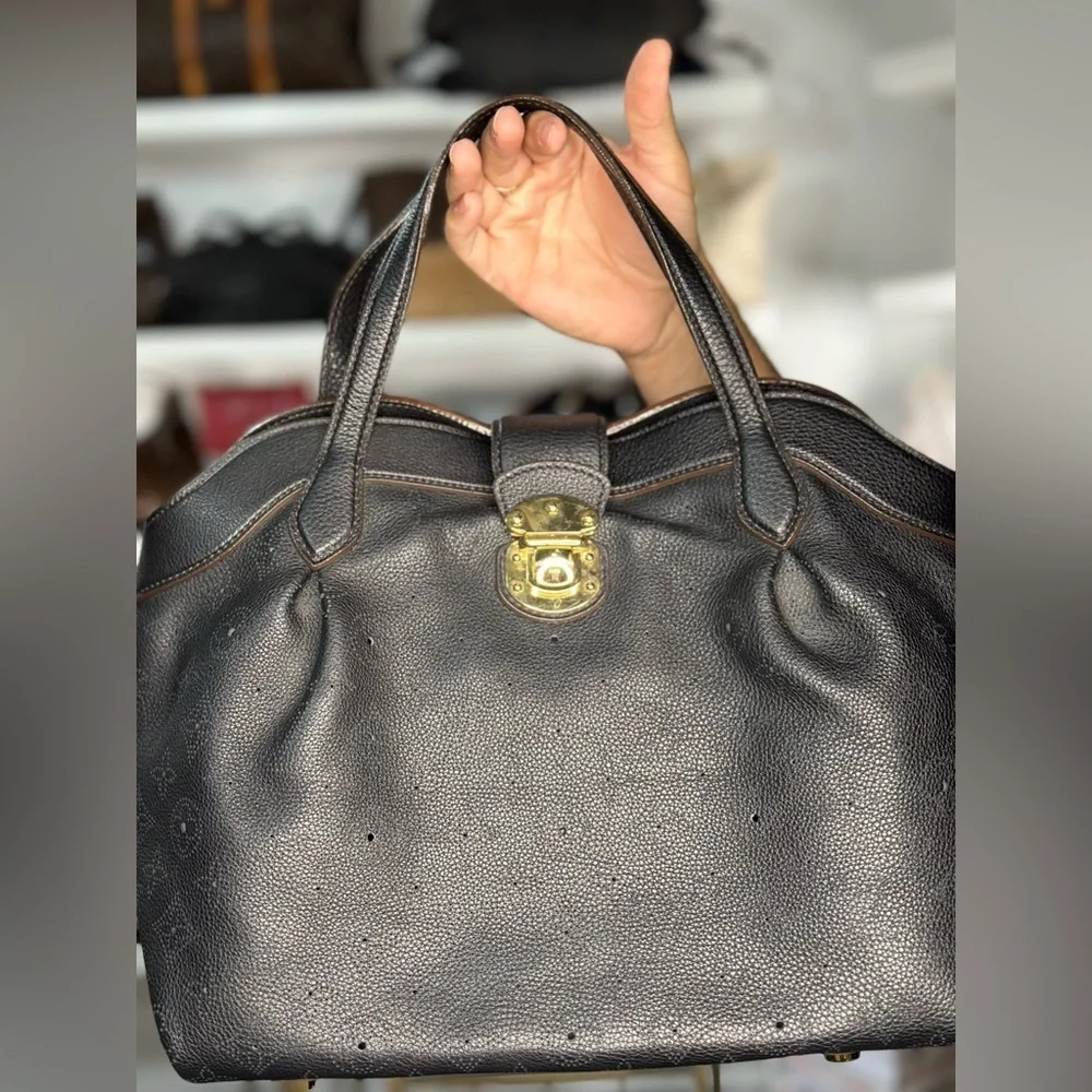 LV Black Leather Tote